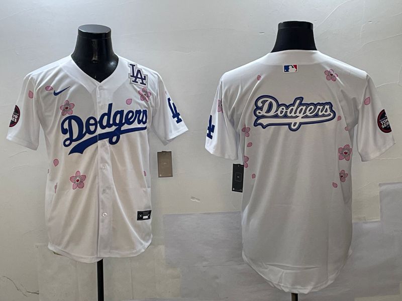 Men Los Angeles Dodgers Blank White Sakura Edition 2025 Nike MLB Jersey style 17
